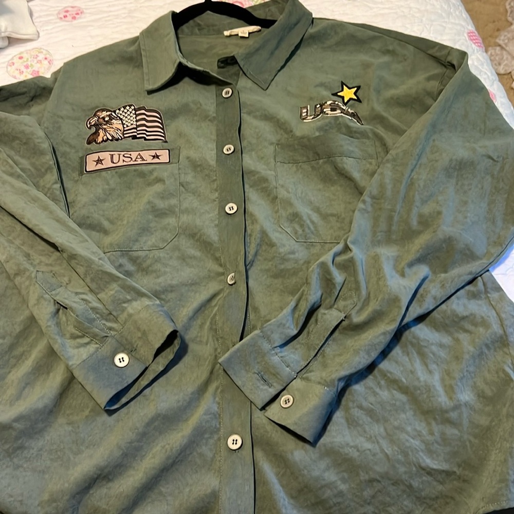 COPY - Button down patriotic shirt jacket